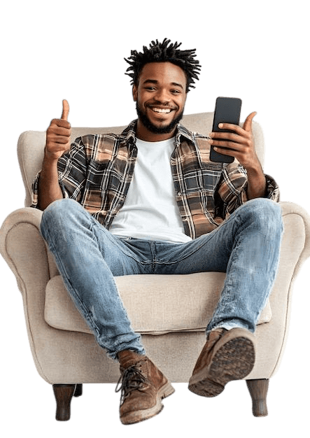 Happy solotech customer using laptop — Powered by Westnai Fibre Limited